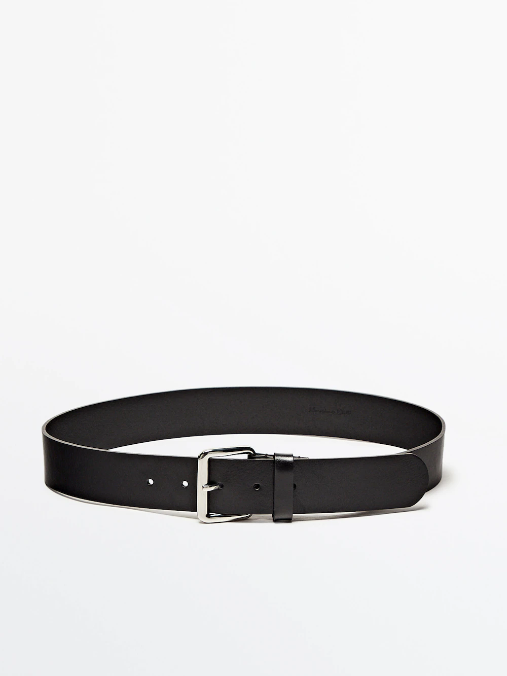 

Широкий кожаный ремень с прямоугольной пряжкой Massimo Dutti, черный