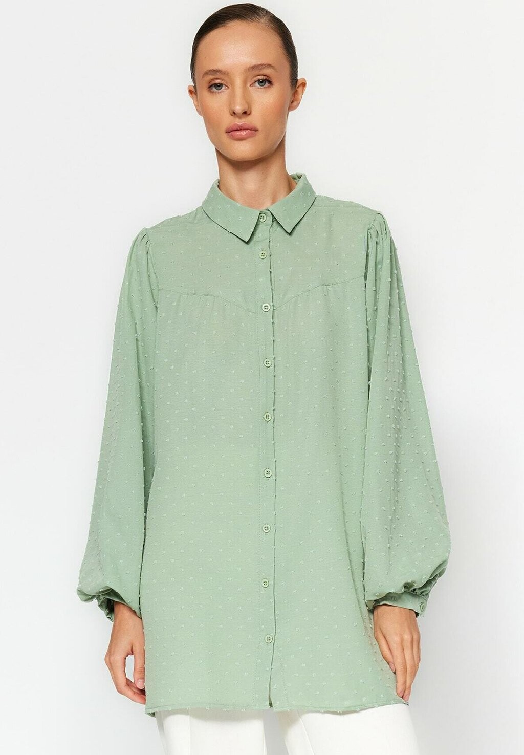 

Блузка-рубашка BESCHEIDEN GEWOONTJES Trendyol Modest, цвет green
