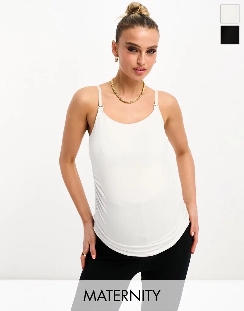 

Комплект из двух черно-белых топов на бретельках для кормления Threadbare Maternity