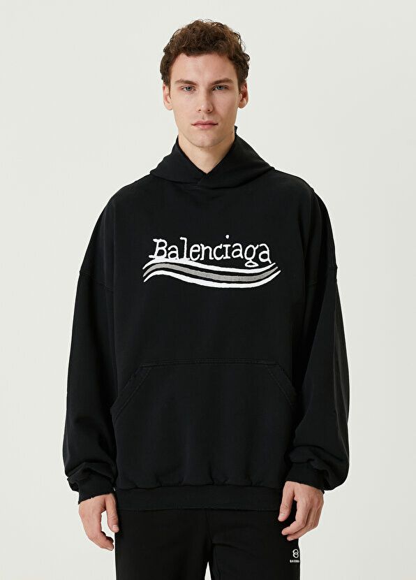 

Черный свитшот с капюшоном Balenciaga