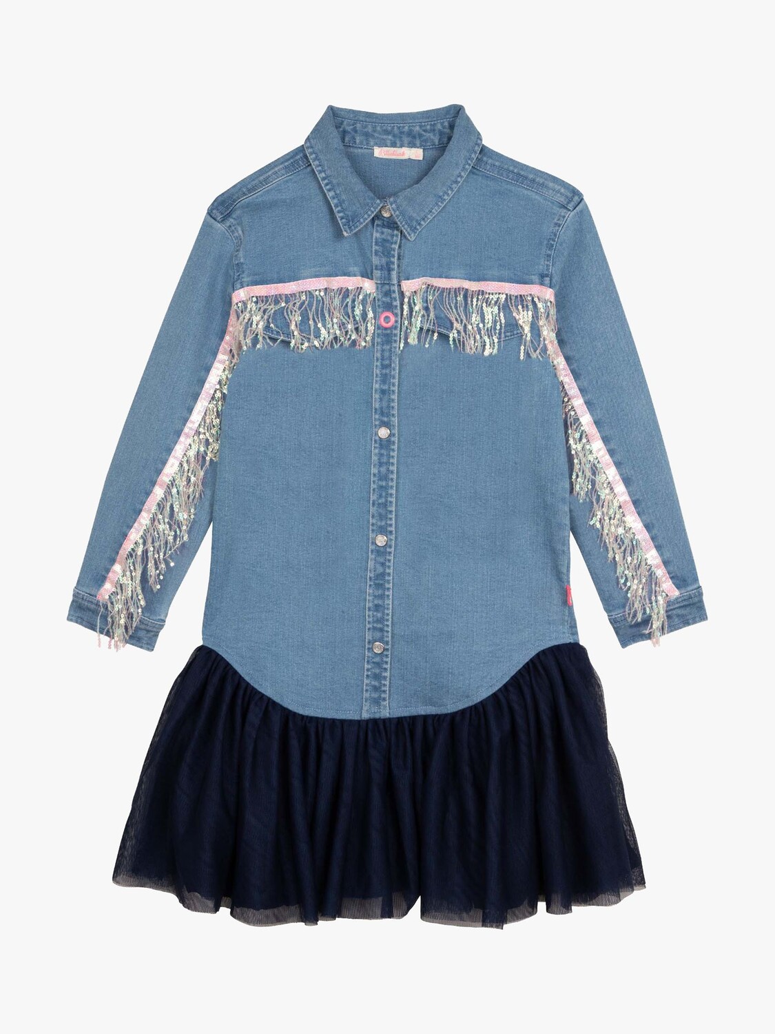 

Billieblush Kids' Платье-рубашка с рюшами и юбкой с кисточками, синий