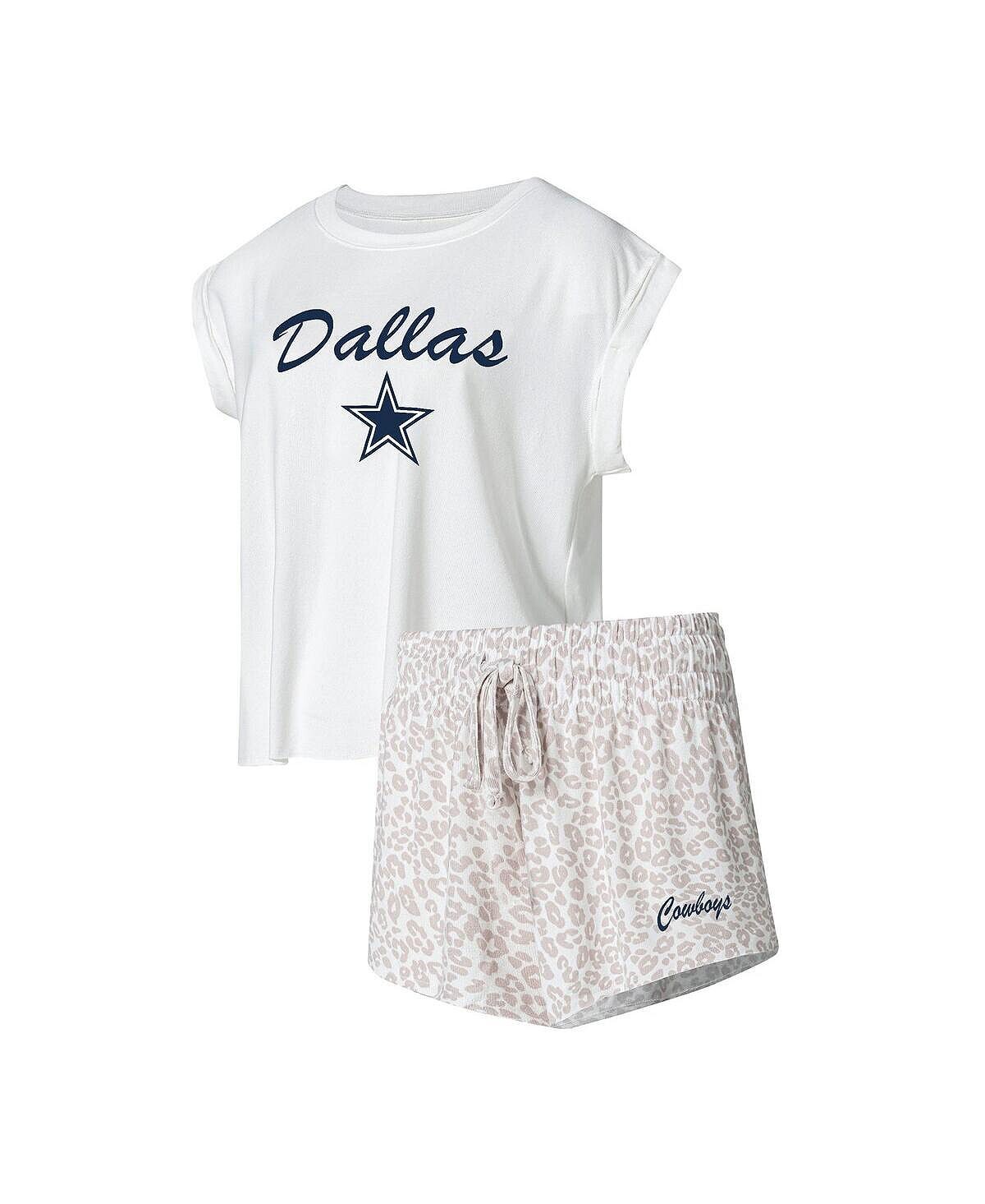 

Женский комплект для сна из футболки и шорт Dallas Cowboys Montana бело-кремового цвета Concepts Sport