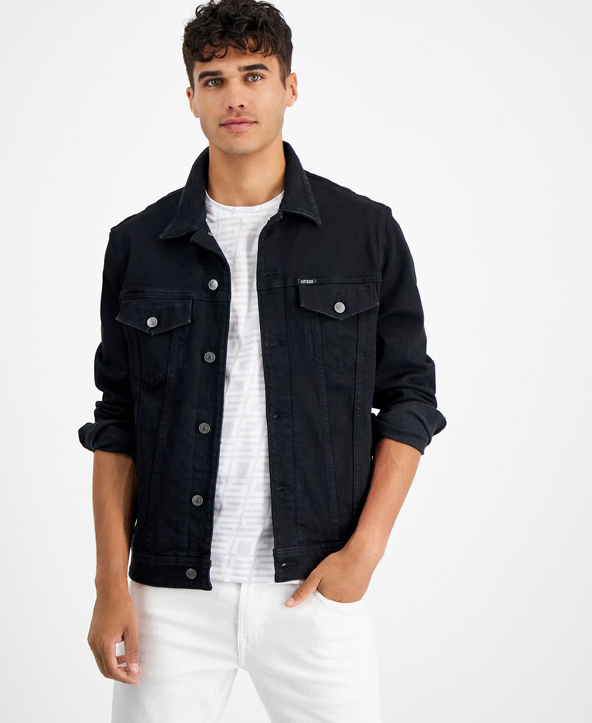 цена Мужская джинсовая куртка Eco Dillon стандартного кроя GUESS