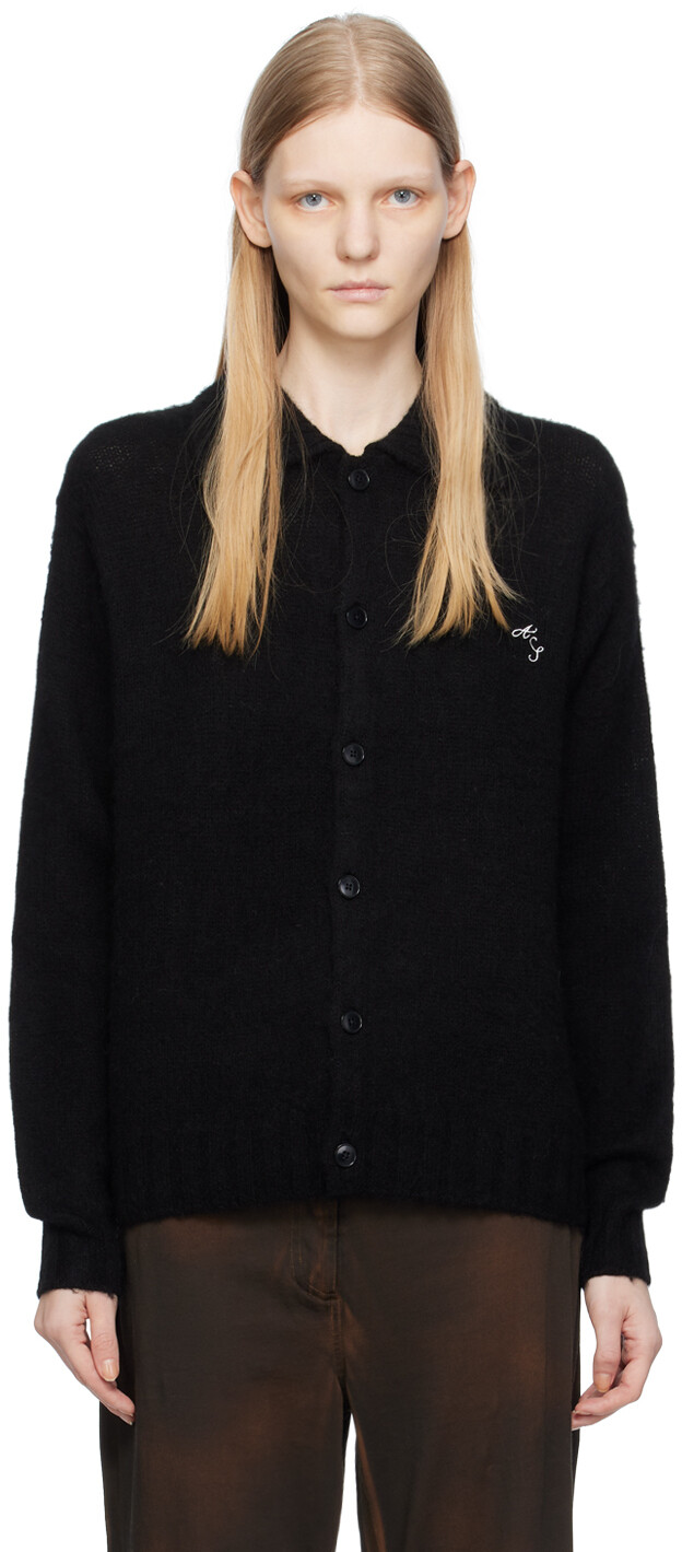 

Черный кардиган с воротником-поло Acne Studios