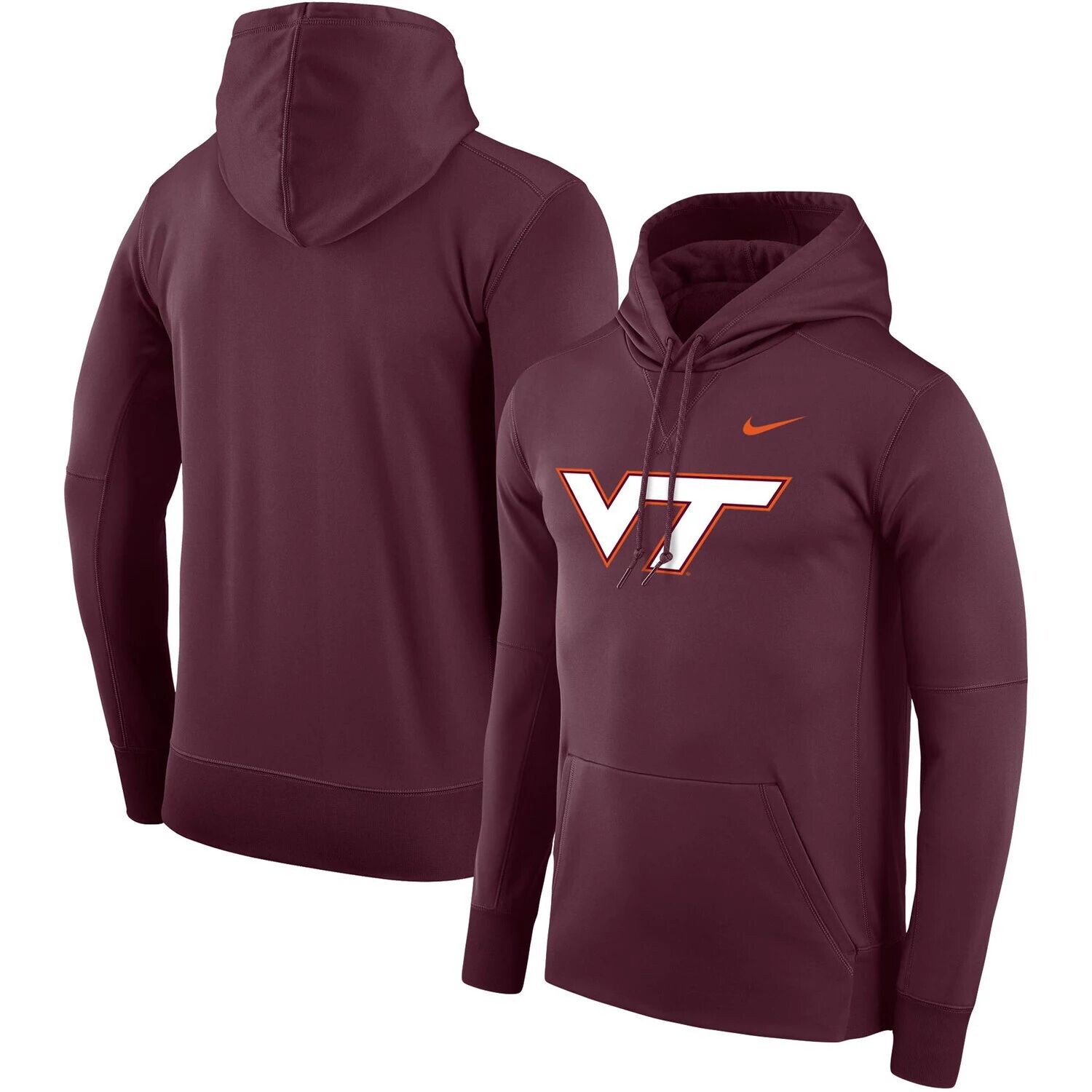

Мужской бордовый пуловер с капюшоном Virginia Tech Hokies Performance Nike, Красный