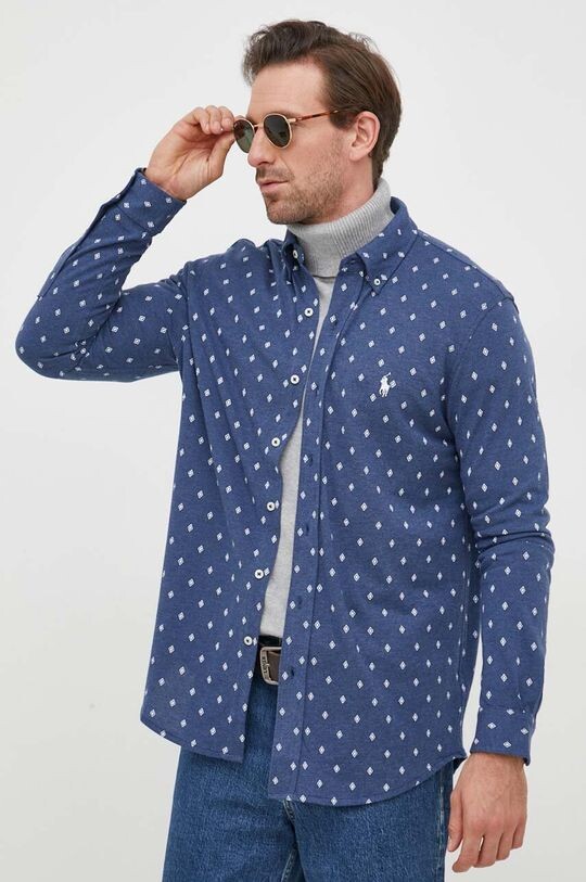

Хлопковая рубашка Polo Ralph Lauren, темно-синий