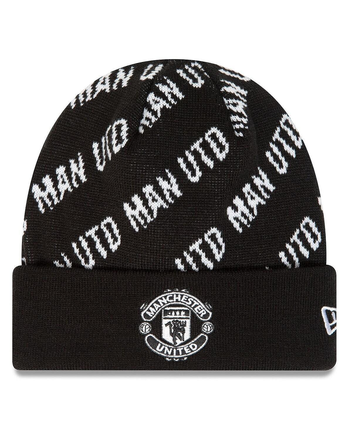 

Мужская черная вязаная шапка в тон с манжетами Manchester United New Era