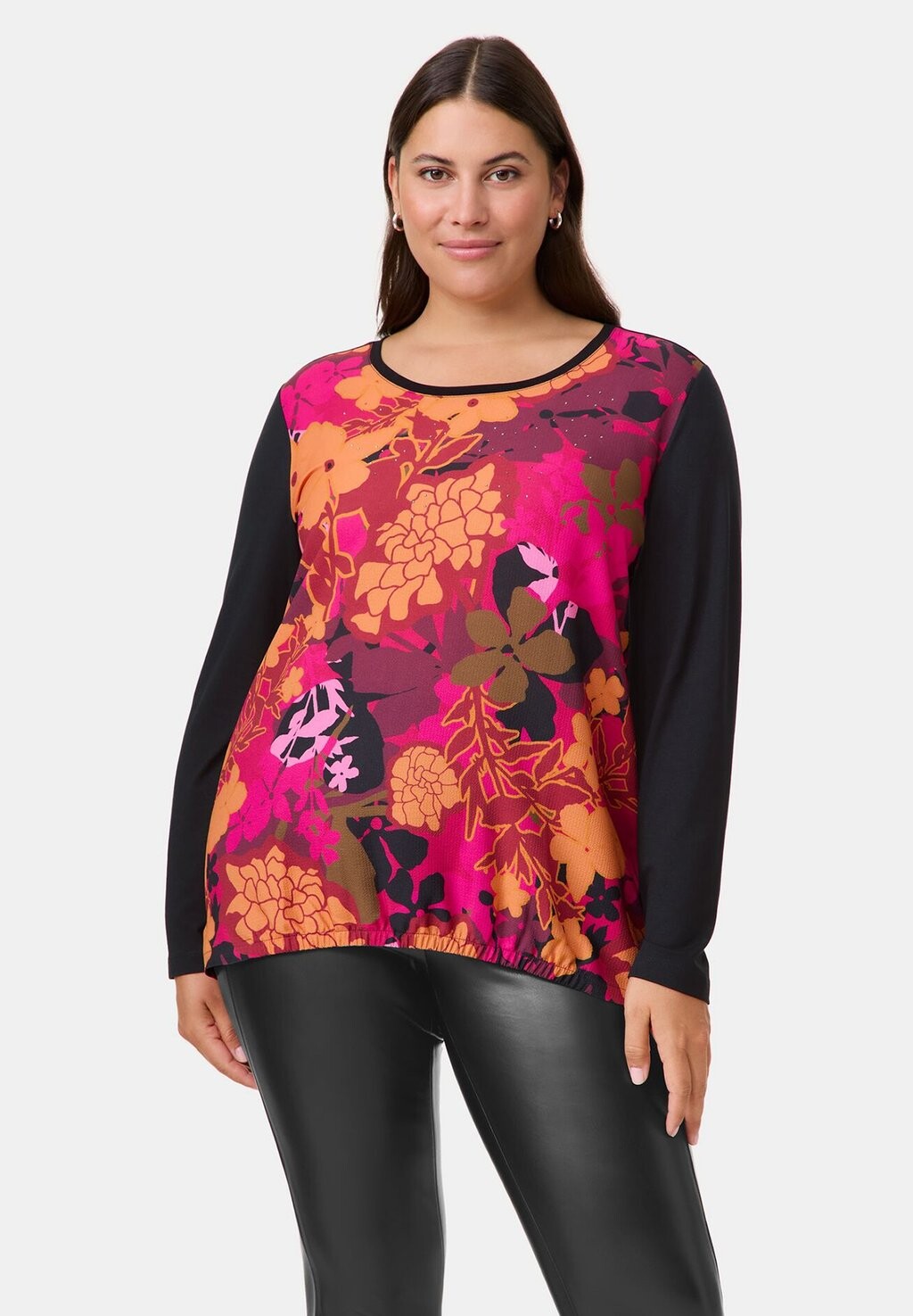 

Блуза RUNDHALS MIT FLORALER Samoon, розовый