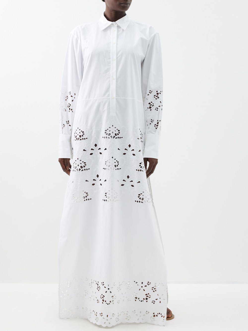 платье рубашка из поплина с открытыми плечами и пуговицами misspap белый Платье louanne с вышивкой Nili Lotan, белый