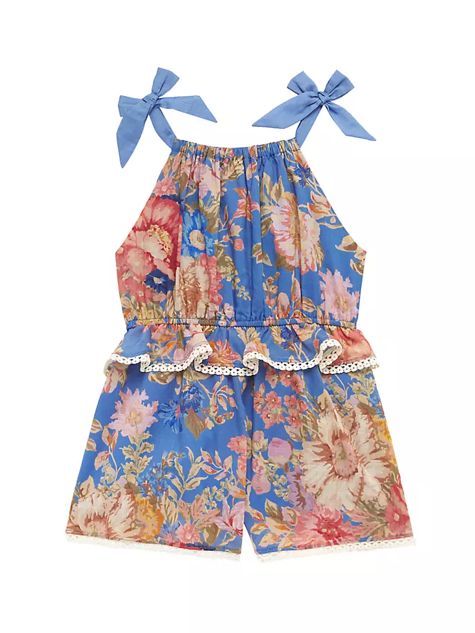 Комбинезон August с цветочным принтом и баской для маленьких девочек и девочек Zimmermann Kids, синий
