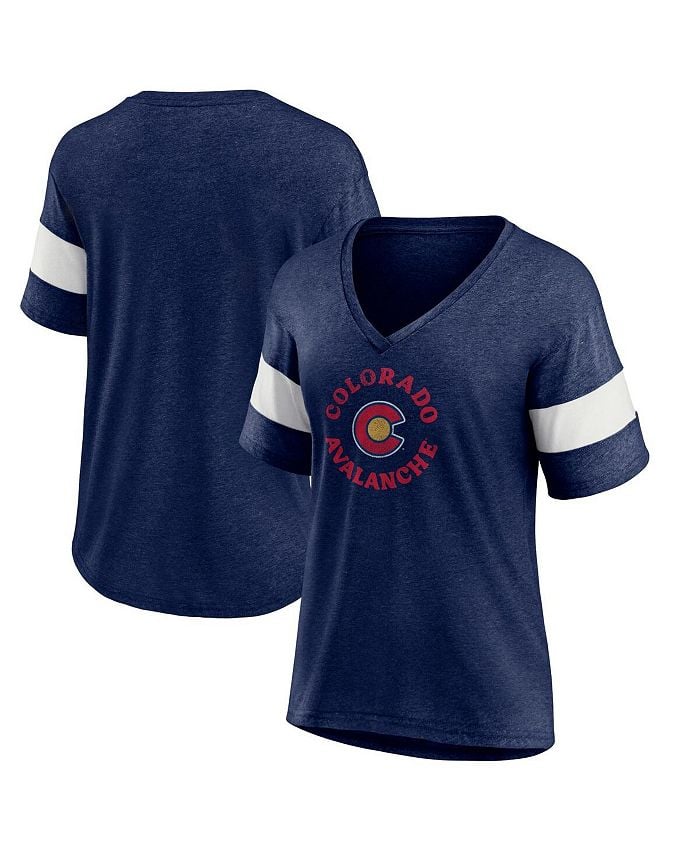 

Женская футболка с логотипом Heather Navy Colorado Avalanche Special Edition 2.0 Ring The Alarm Tri-Blend с v-образным вырезом Fanatics, синий