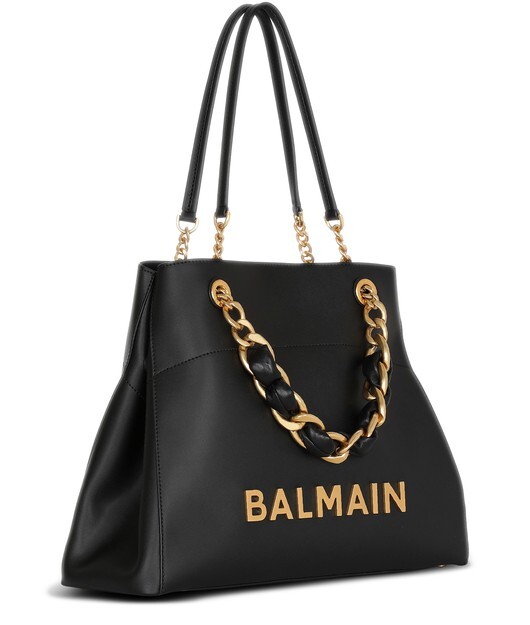 

Большая кожаная сумка-тоут 1945 года Balmain, черный