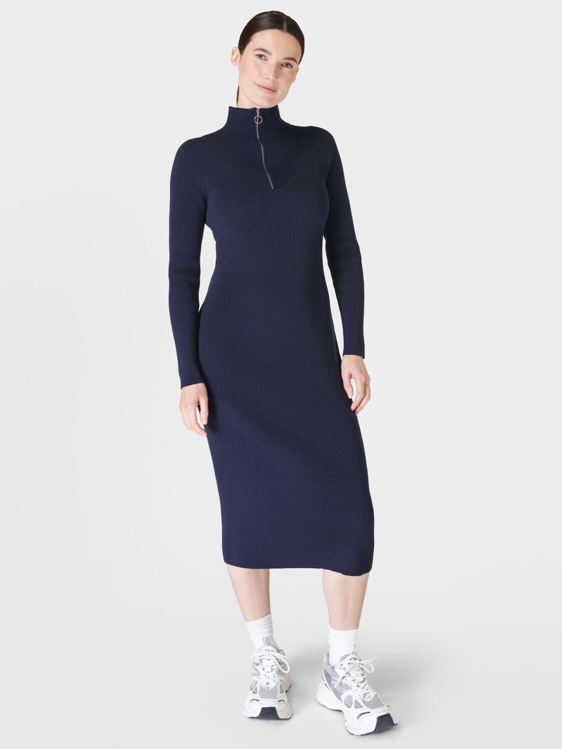 

Платье миди фактурной вязки Sweaty Betty, темно-синий