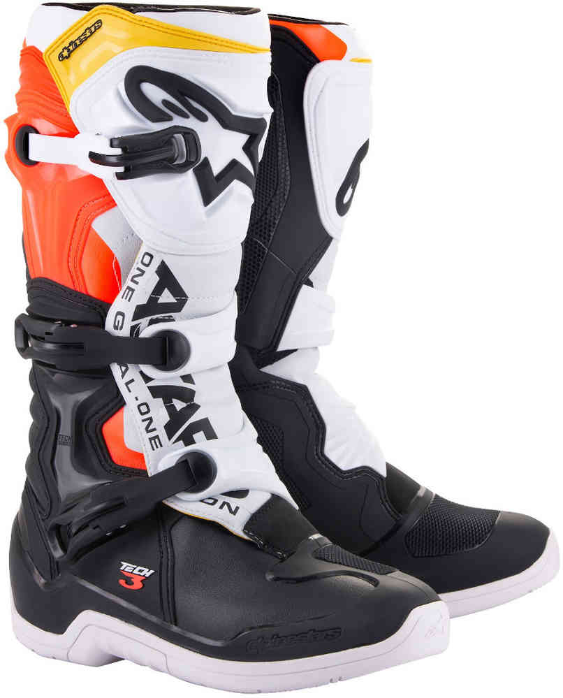 Ботинки для мотокросса Tech 3 Alpinestars, черный/белый/красный ботинки для мотокросса tech 3 alpinestars светло серый темно серый