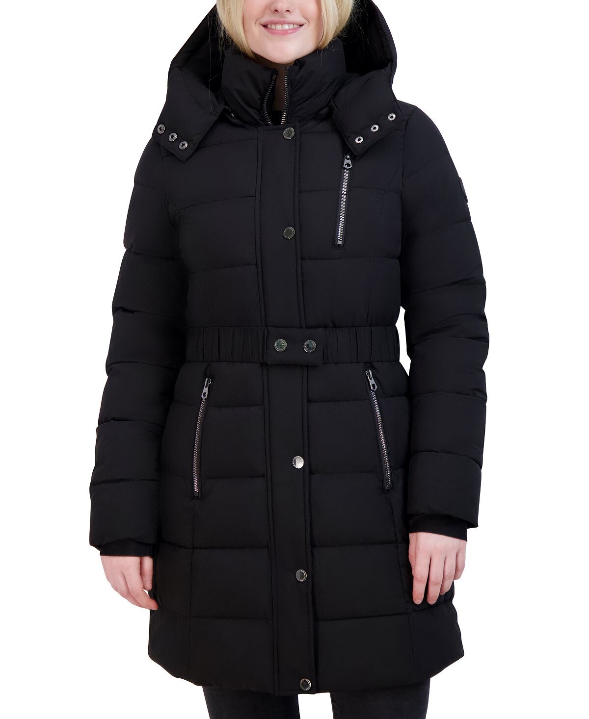 

Женский пуховик с поясом и капюшоном Nautica, черный