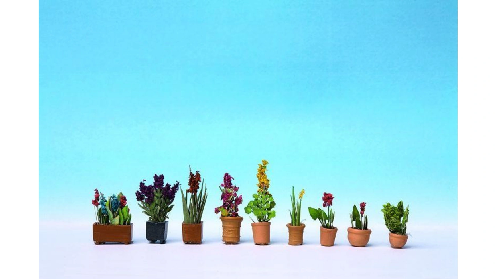 Декоративные растения в цветочных горшках, 9 цветочных горшков Noch деревянная подставка для цветочных горшков с четырьмя ножками