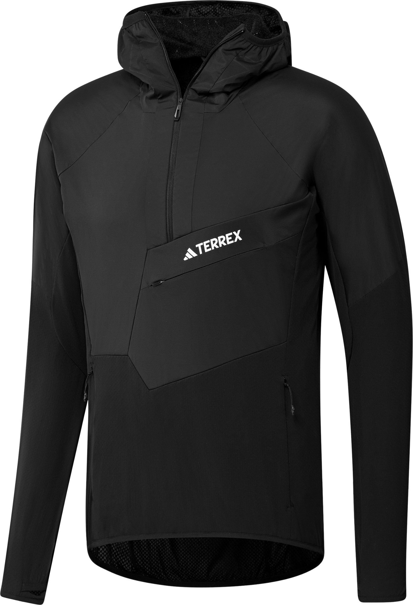 Сверхлегкая флисовая куртка с капюшоном и молнией на половину длины Techrock — мужская adidas, черный