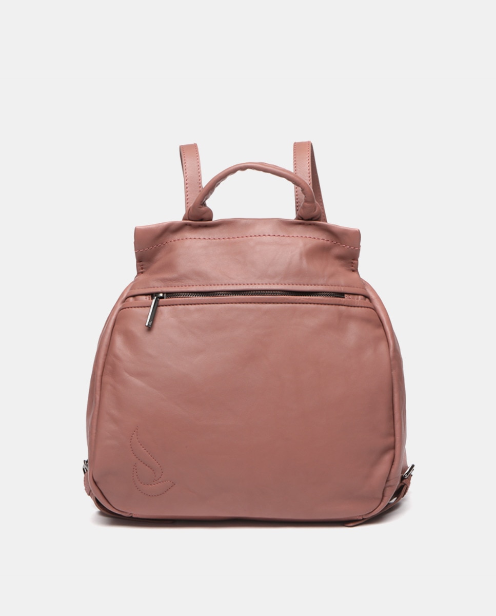 Розовый кожаный рюкзак на молнии Abbacino, розовый