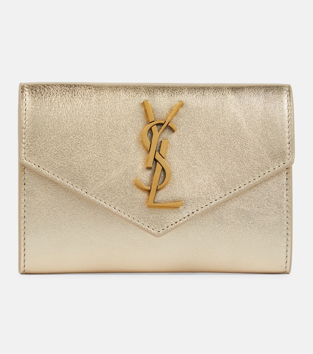 

Маленький кожаный кошелек с монограммой Saint Laurent, золотой