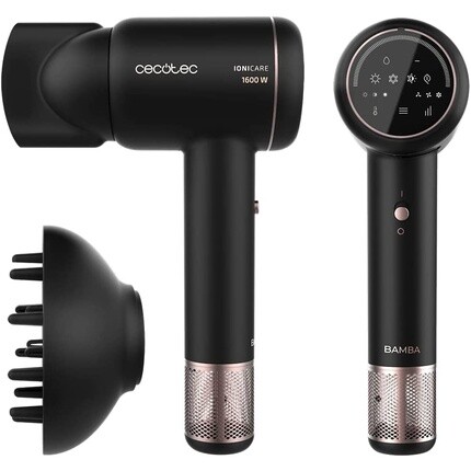

Бесщеточный фен Bamba Ionicare Rockstar Ion Touch с цифровым мотором, 1600 Вт, с сенсорным экраном и ионной технологией — в комплект входят насадки для диффузора и концентратора, шнур длиной 1,8 м, Cecotec