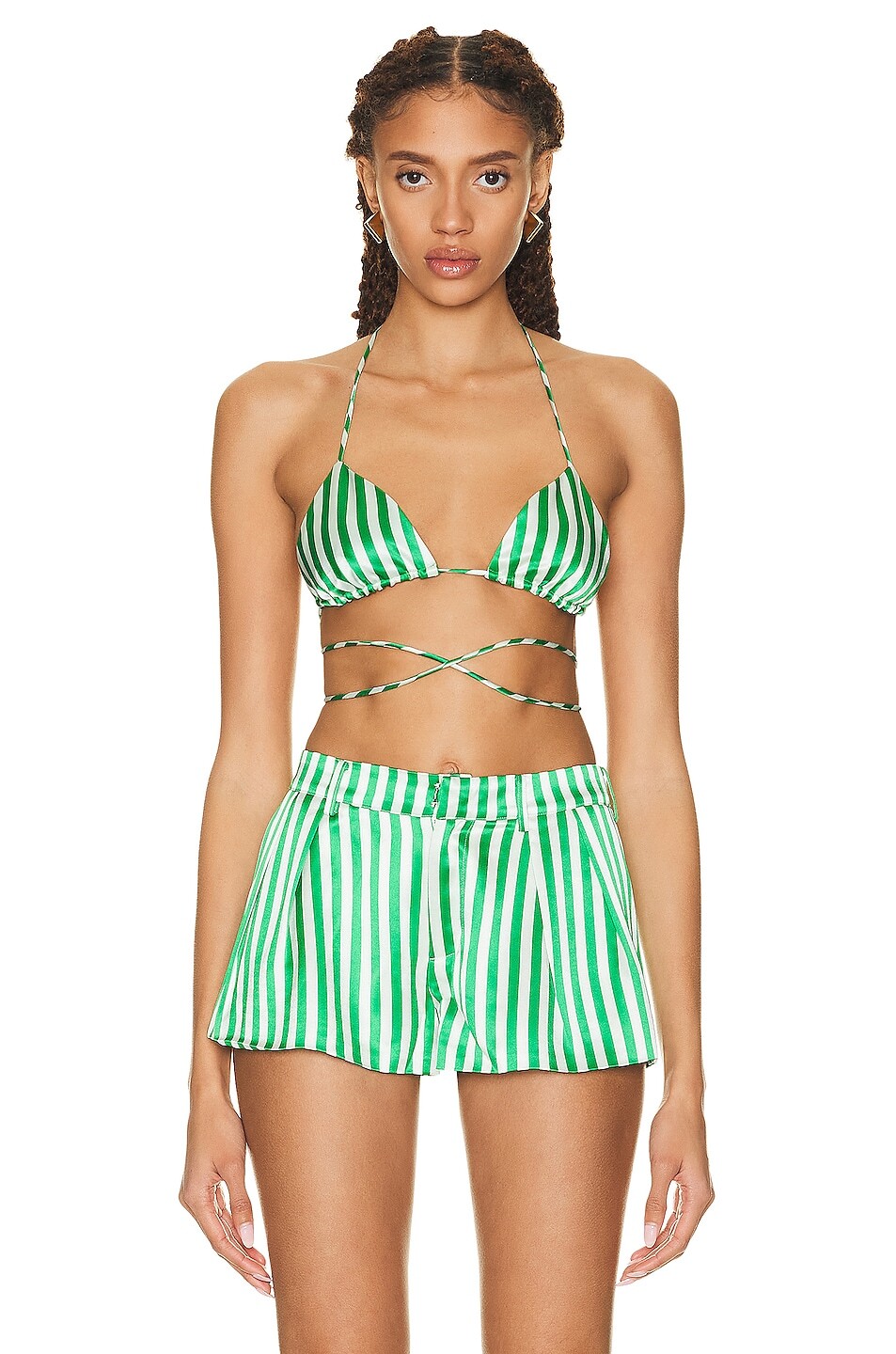 

Топ Ser.O.Ya Jeanie Wrap Around Bralette, цвет Kelly Green Stripe