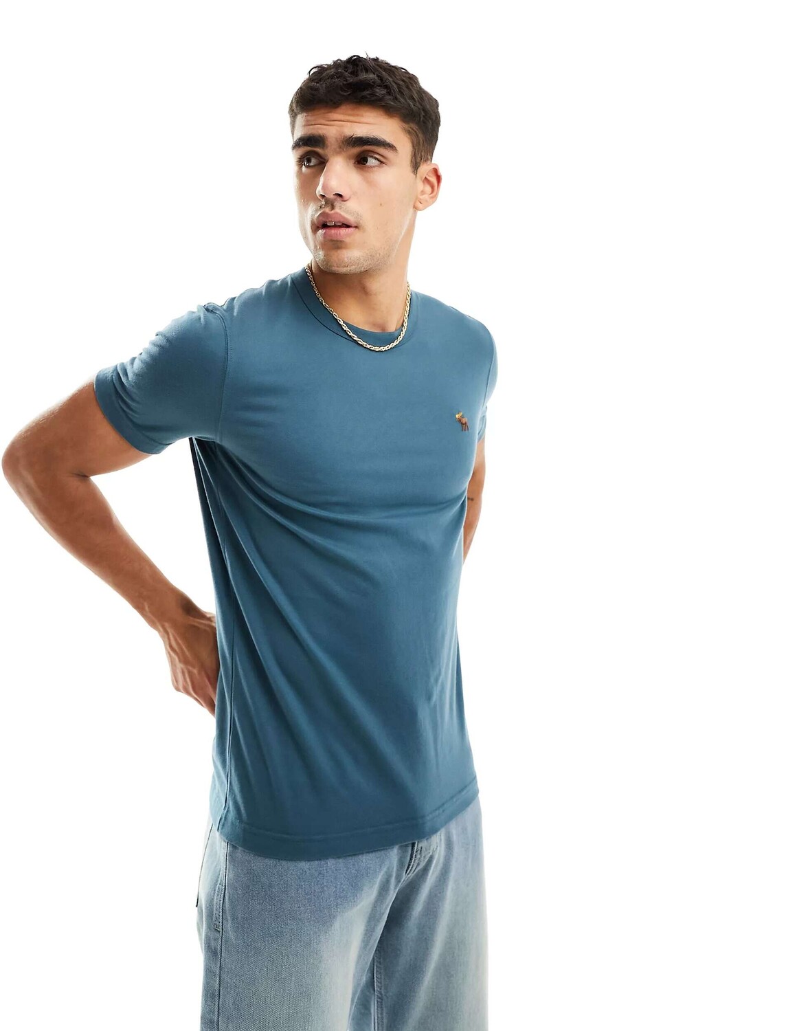 

Синяя футболка с 3D-логотипом Abercrombie & Fitch, Синий
