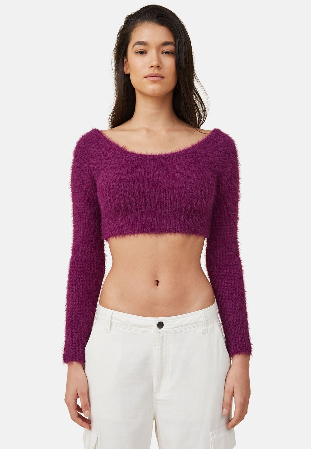 

Свитер Fluffy Off Shoulder Cotton On, цвет pop purple