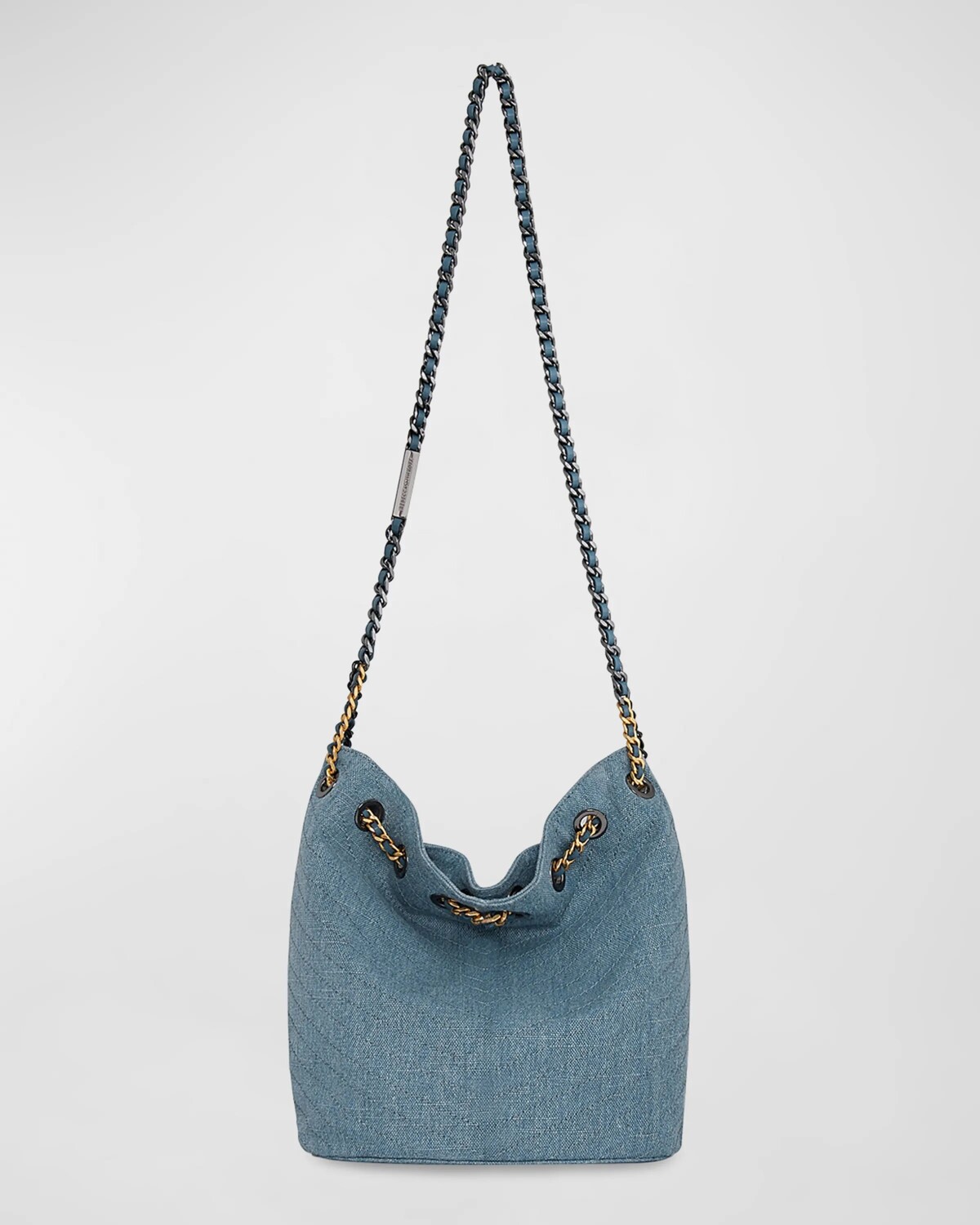 

Джинсовая сумка-мешок с цепочкой и шнурком Rebecca Minkoff, цвет Denim