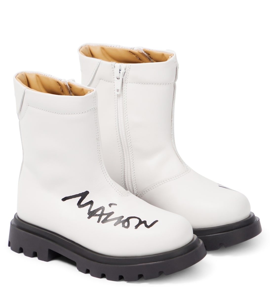 Кожаные ботинки с логотипом Mm6 Maison Margiela Kids, белый