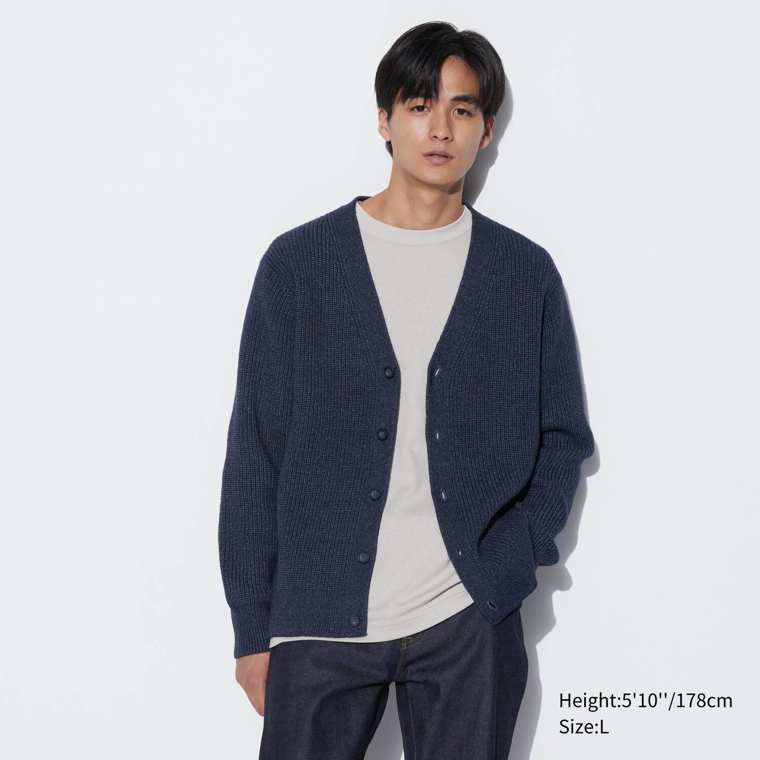 

Кардиган Uniqlo мужской с v-образным вырезом, синий