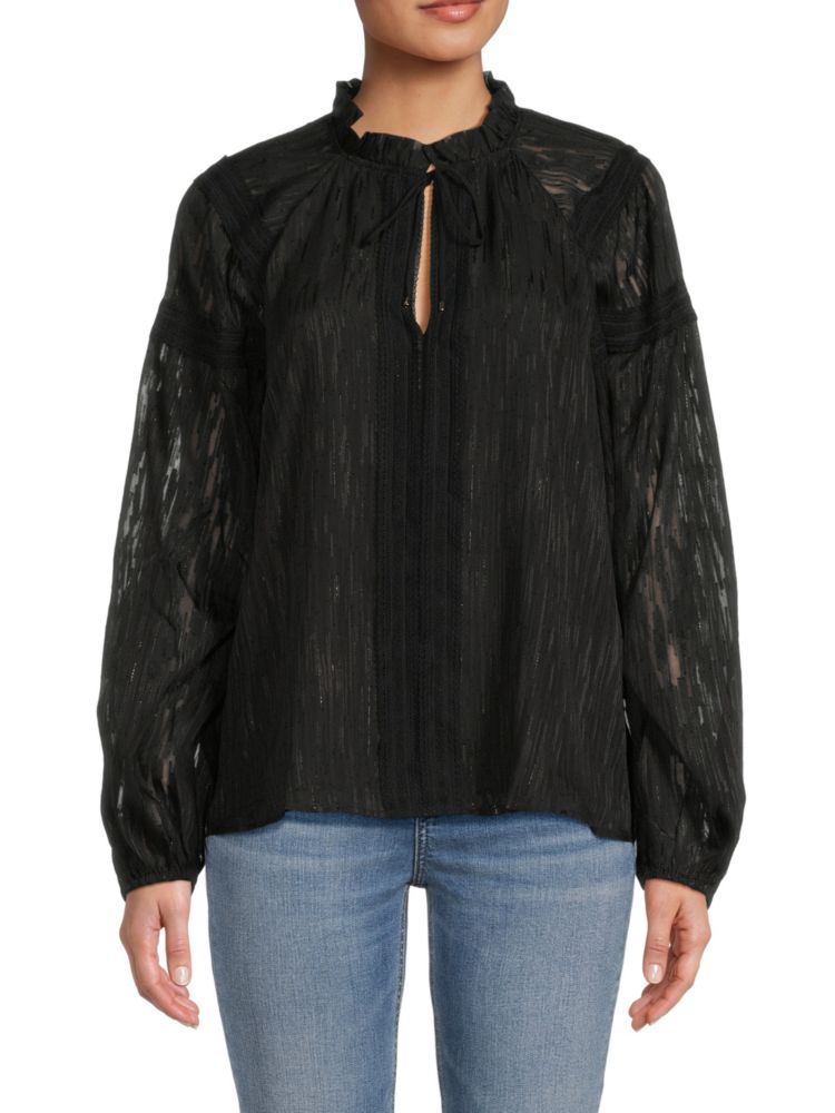 Полупрозрачная блестящая блузка Tommy Hilfiger, черный полупрозрачная блузка godeea черный