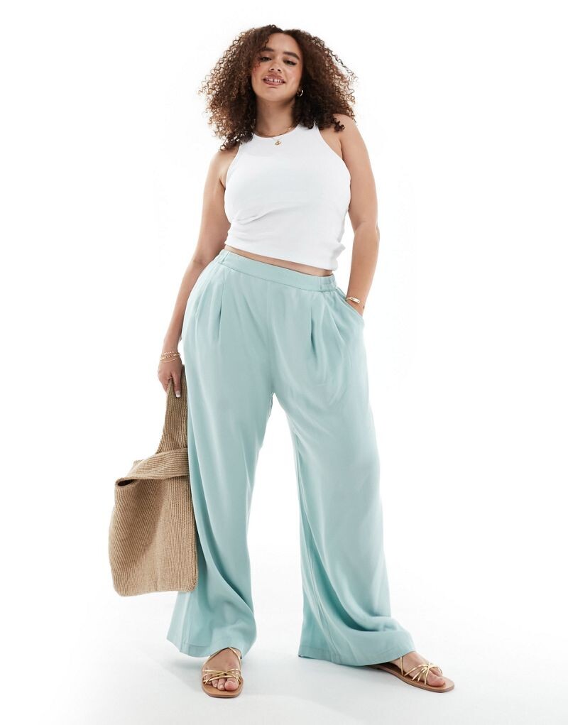 

Голубые широкие брюки ASOS DESIGN Curve
