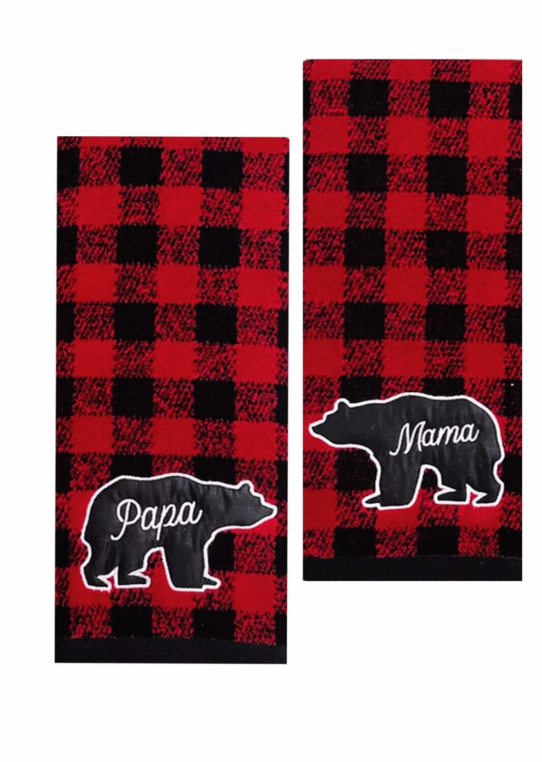 

Полотенца для рук в клетку Buffalo Holiday Farmhouse Bear Mama & Papa Zelvian