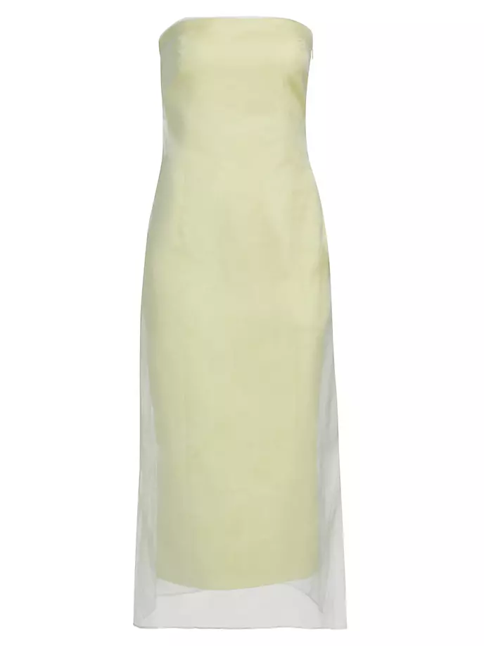 Платье миди без бретелек с накладным рисунком Punta Gauge81, цвет pale olive