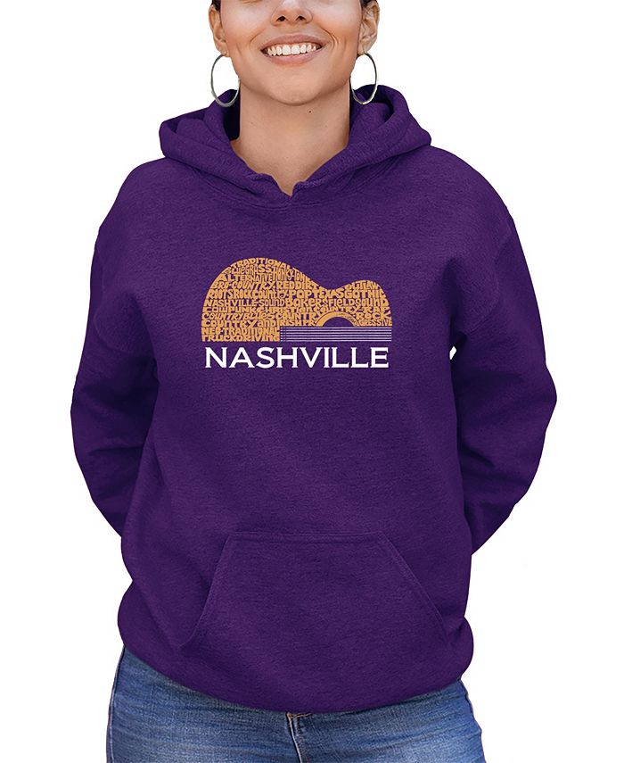 цена Женская толстовка с капюшоном Nashville Guitar Word Art LA Pop Art, фиолетовый