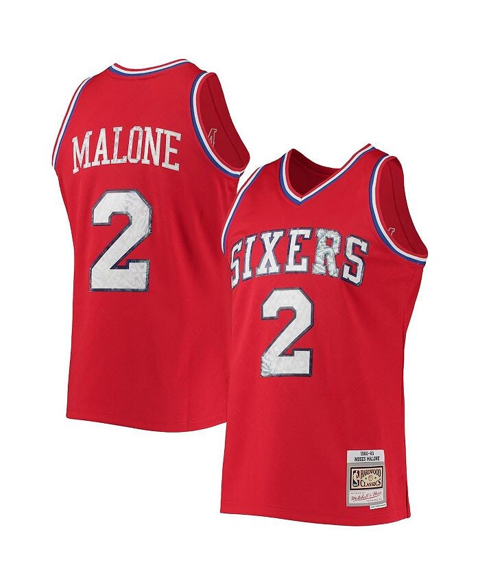 

Мужская майка Мозеса Мэлоуна красного цвета Philadelphia 76ers 1982-83 Hardwood Classics 75th Anniversary Diamond Swingman Mitchell & Ness, красный