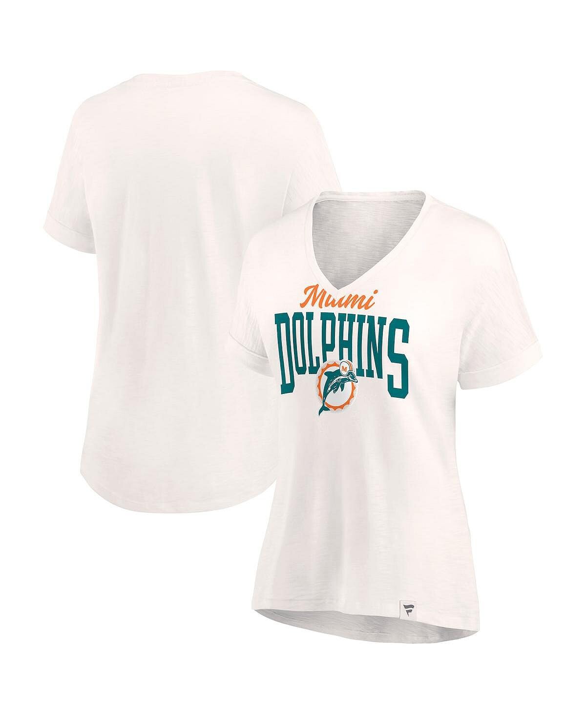 

Женская фирменная футболка Oatmeal Miami Dolphins Motivating Force с v-образным вырезом Fanatics