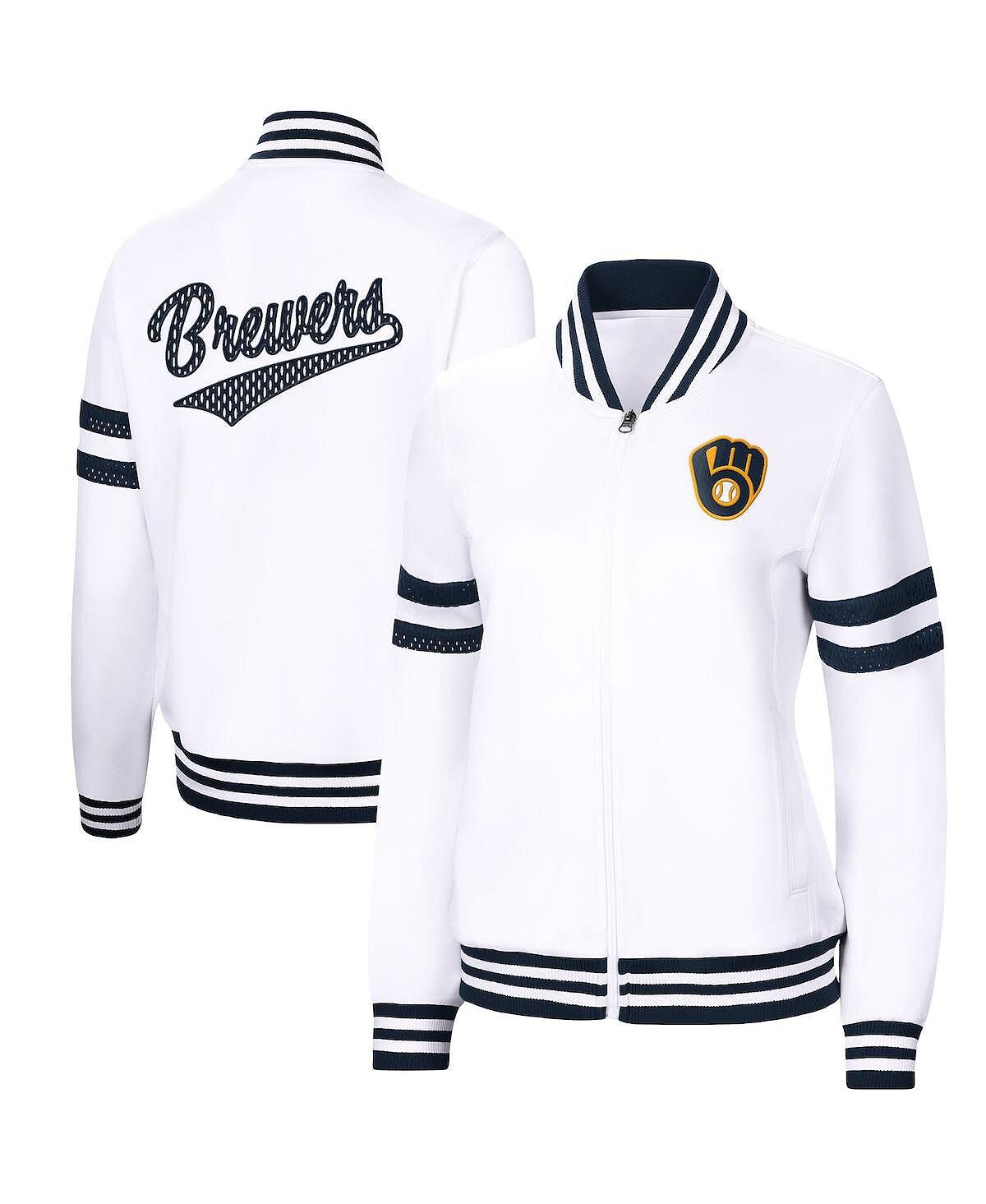 

Женская белая спортивная куртка с молнией во всю длину перед игрой Milwaukee Brewers G-III 4Her by Carl Banks, белый