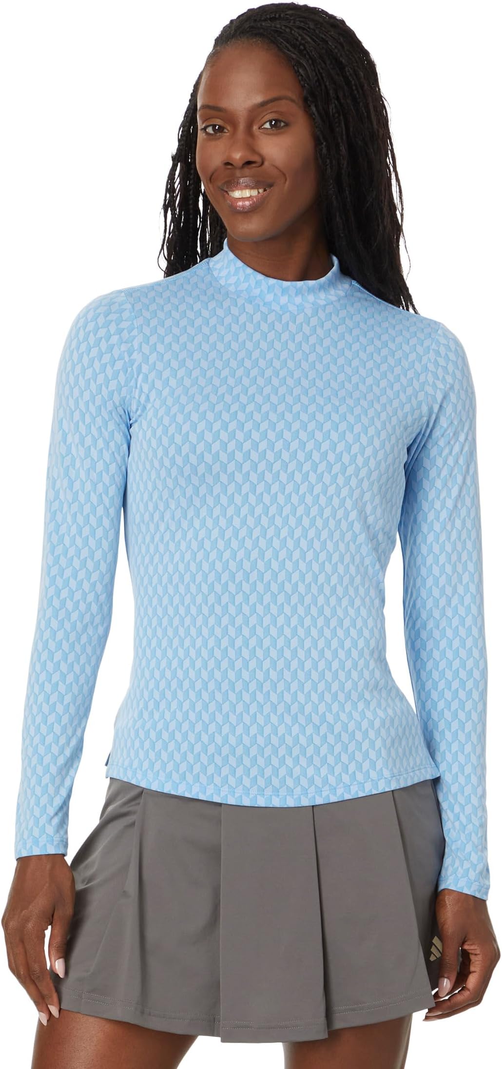 

Поло adidas Golf Ultimate365 Heat.Rdy Mock Long Sleeve Golf Polo Shirt, цвет Semi Blast Blue