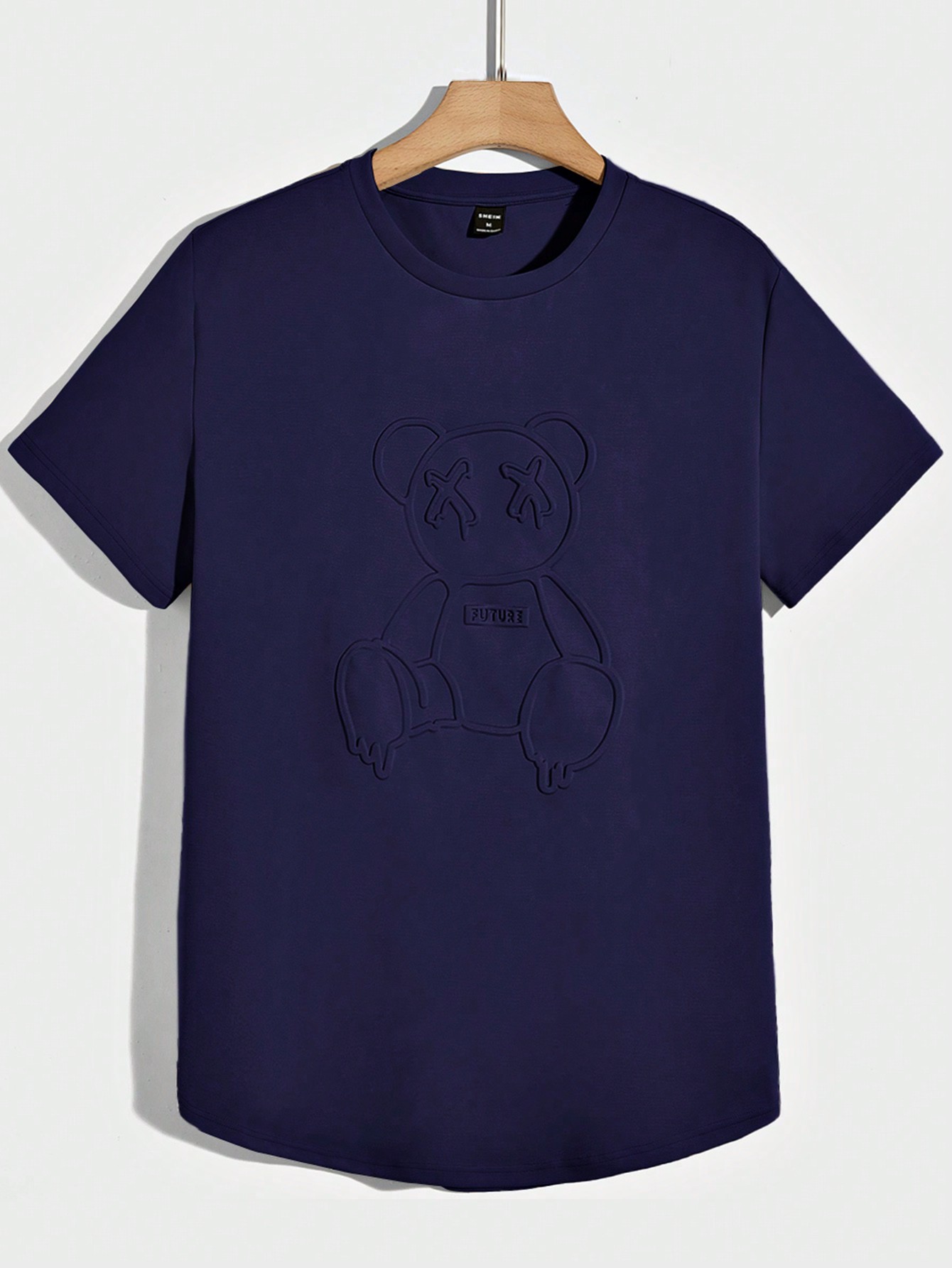 Мужская вязаная футболка Manfinity Hypemode с короткими рукавами и прессованным мишкой, темно-синий