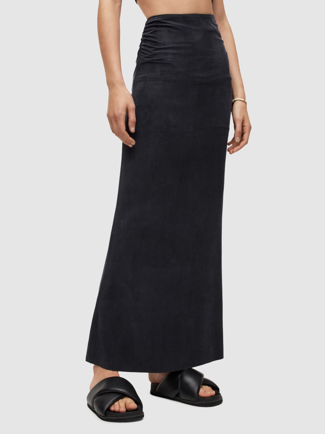 

AllSaints Sierra Юбка макси со сборками по бокам, черная