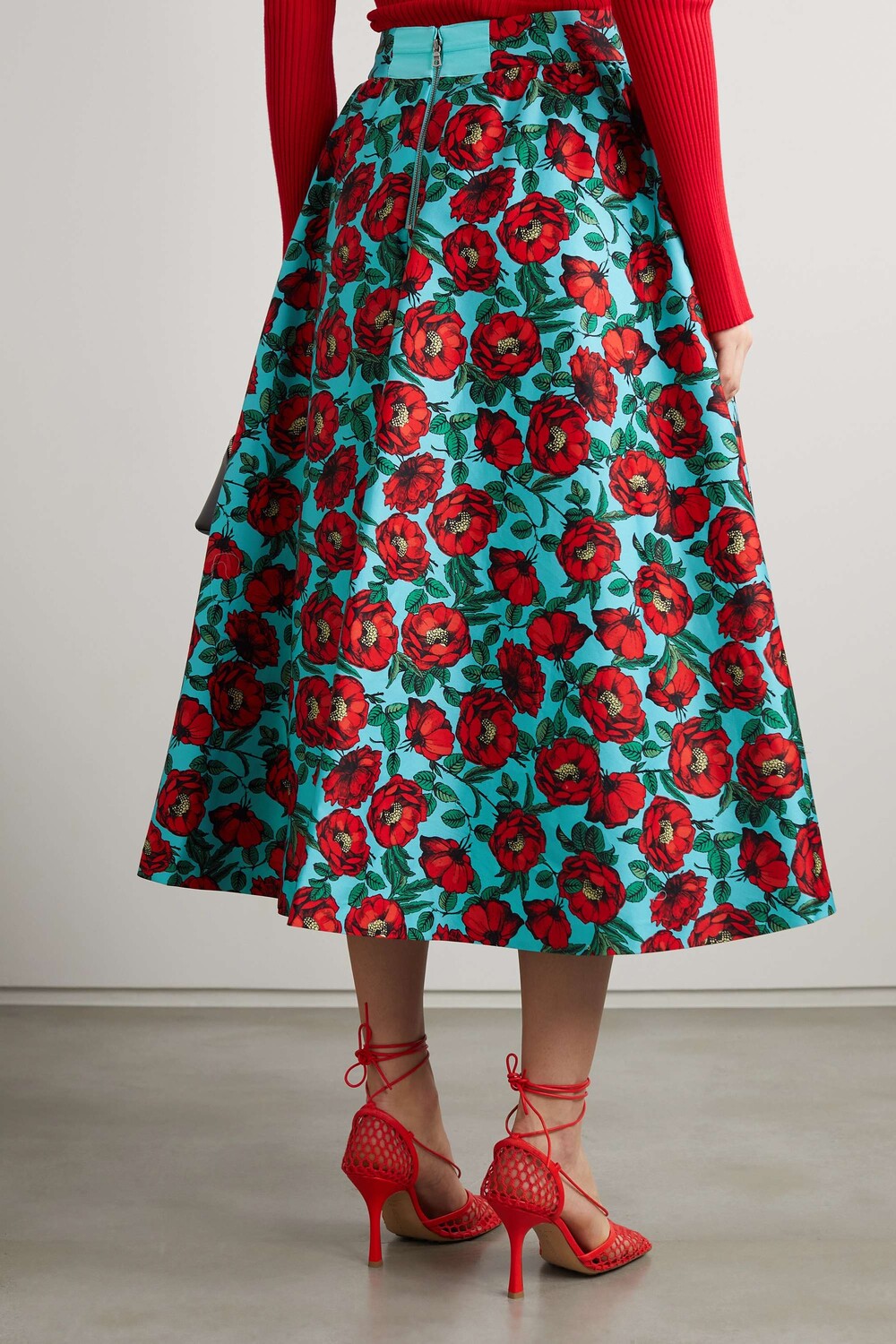 

ALICE + OLIVIA юбка миди Earla из смесового хлопка с цветочным принтом, синий