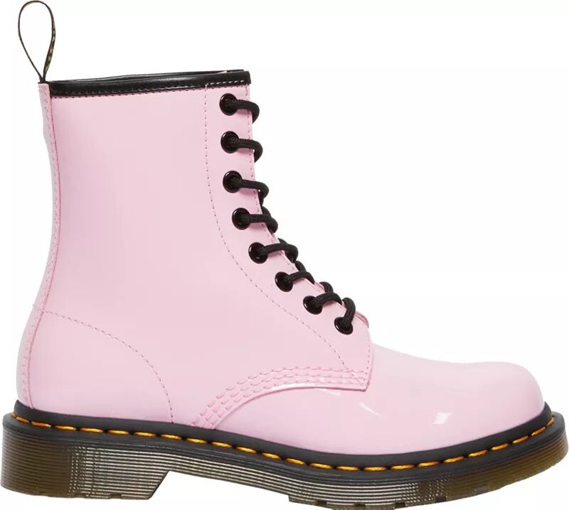 цена Женские лакированные ботинки Dr. Martens 1460 на шнуровке, розовый