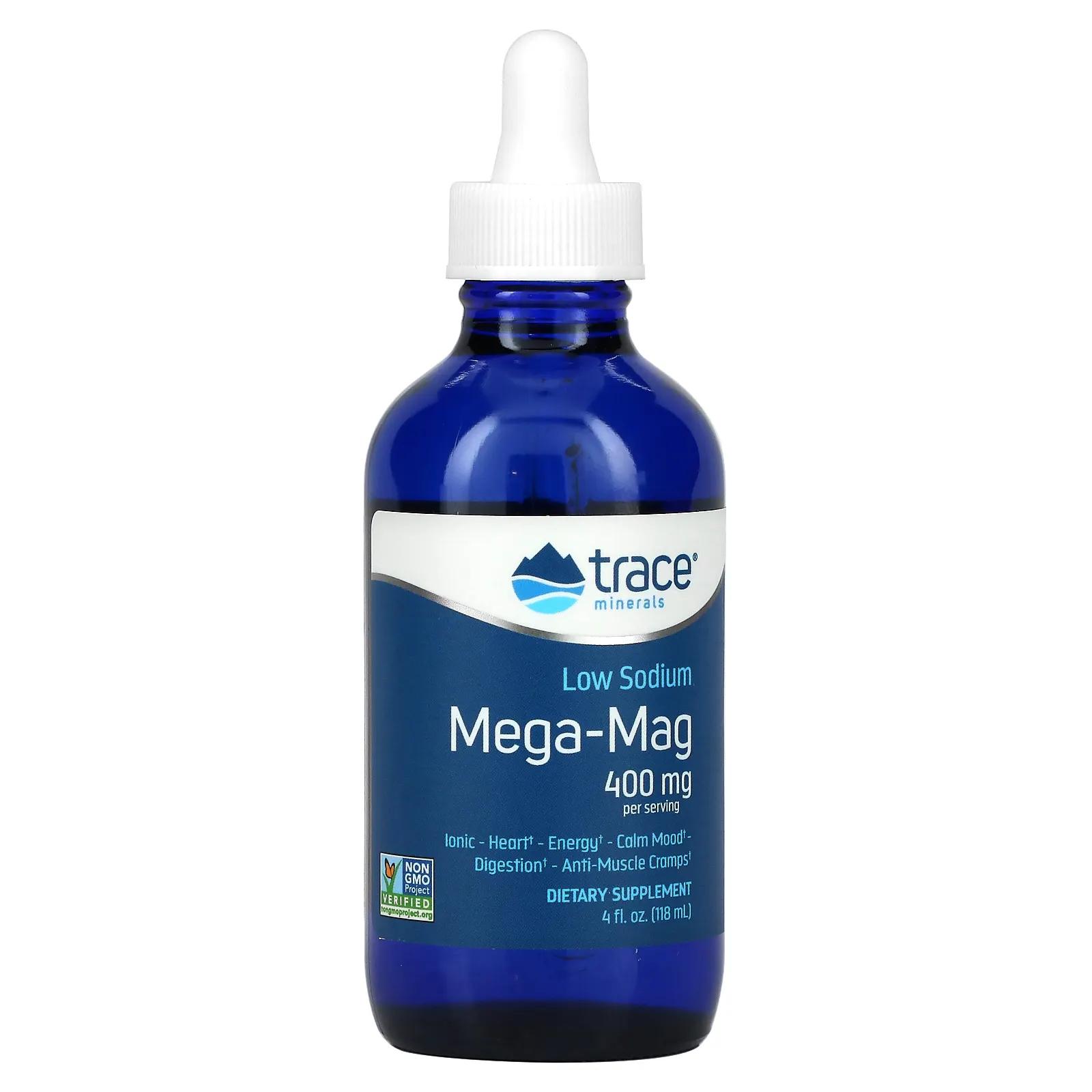 Trace Minerals Research Mega-Mag естественный ионический магний с микроэлементами 400 мг 4 жидк. унц. (118 мл)