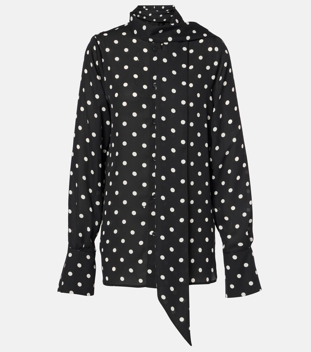 

Рубашка из крепдешина в горошек Nina Ricci, цвет black with white dots