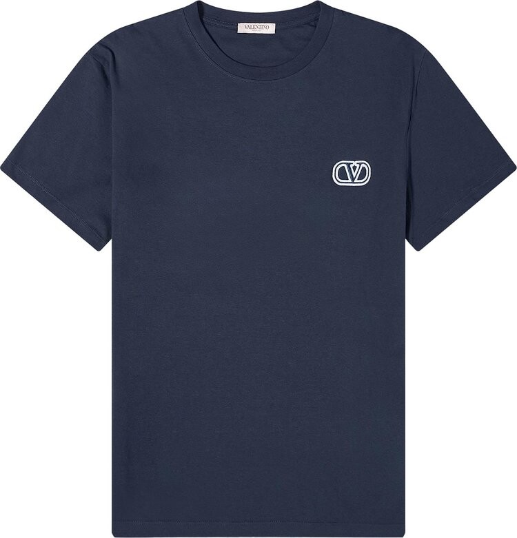 

Футболка Valentino Embroidered V Logo 'Navy', синий