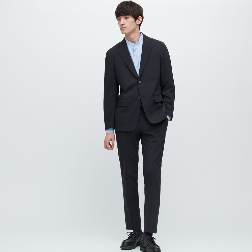 

Брюки Uniqlo короткие эластичные повседневные, темно-синий