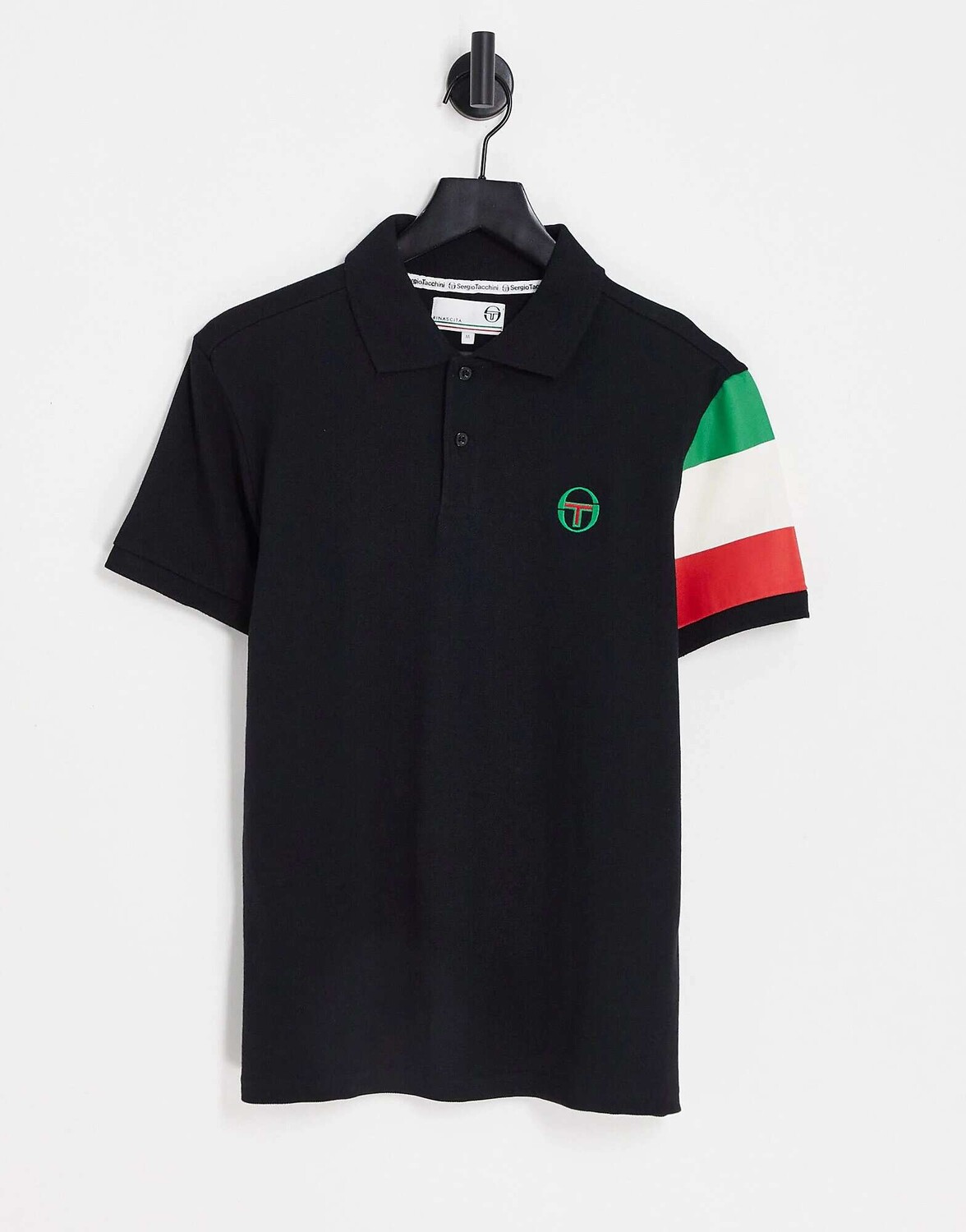 

Черная футболка-поло с рукавами-флагами Sergio Tacchini, Черный