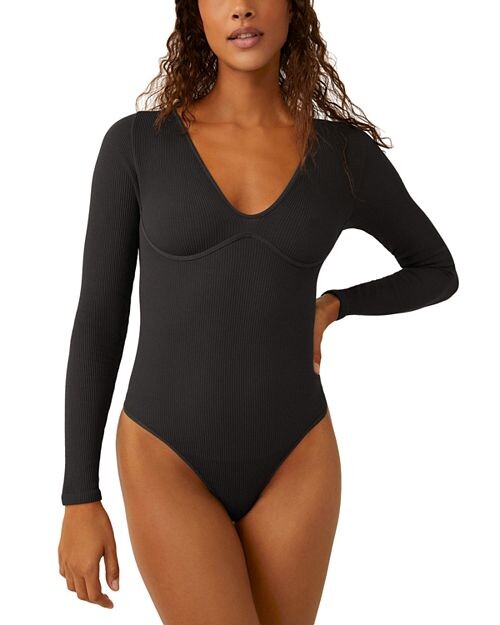 

Боди Meg с V-образным вырезом Free People, цвет Black
