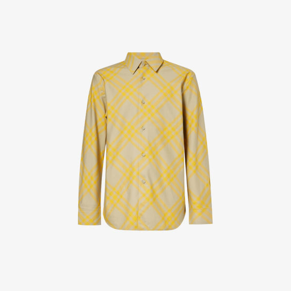 

Хлопковая рубашка стандартного кроя в клетку Burberry, цвет hunter ip check